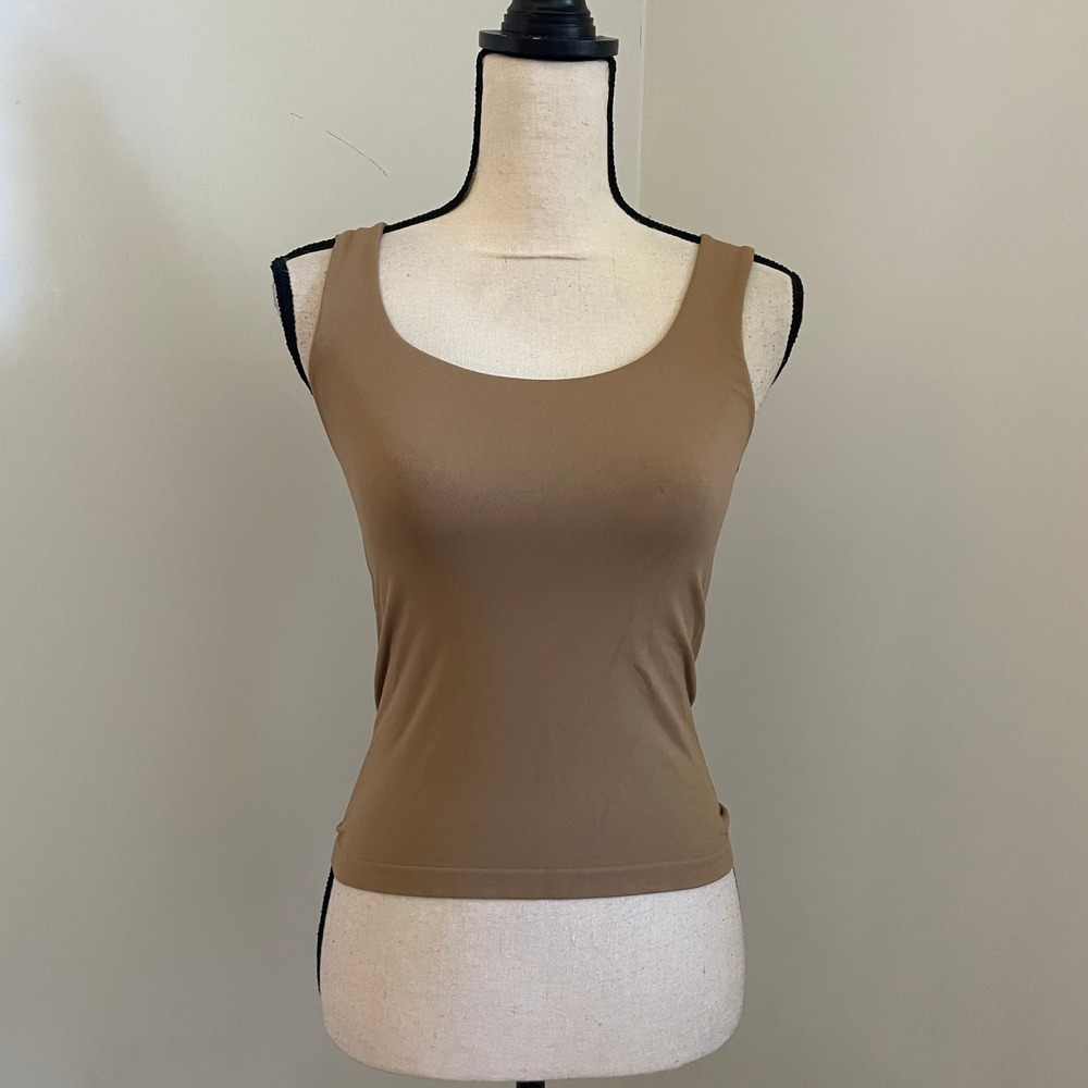 DYNAMIC Scoop Neck Sleeveless‎ Tank One Size Camel Tan Athleisure Everyday Basic